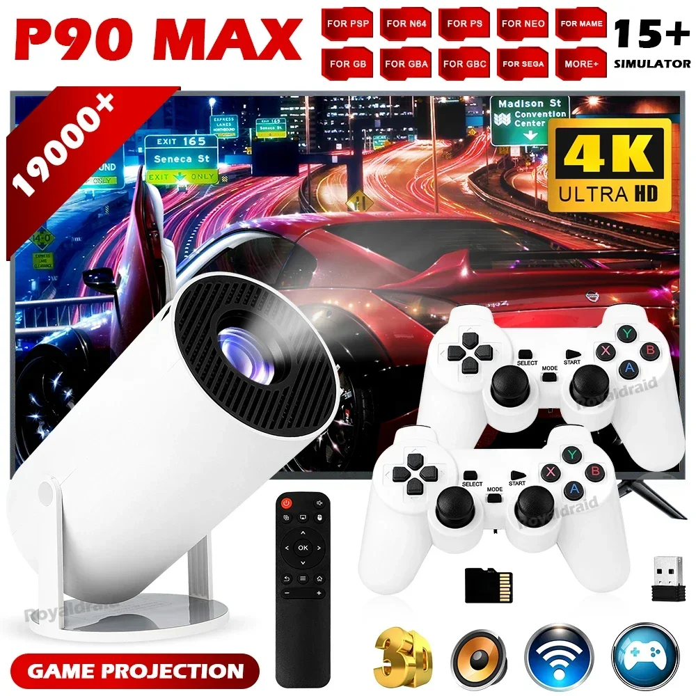 Retro Gaming And Projector - P90 Max Taşınabilir Akıllı Oyun Projektörü