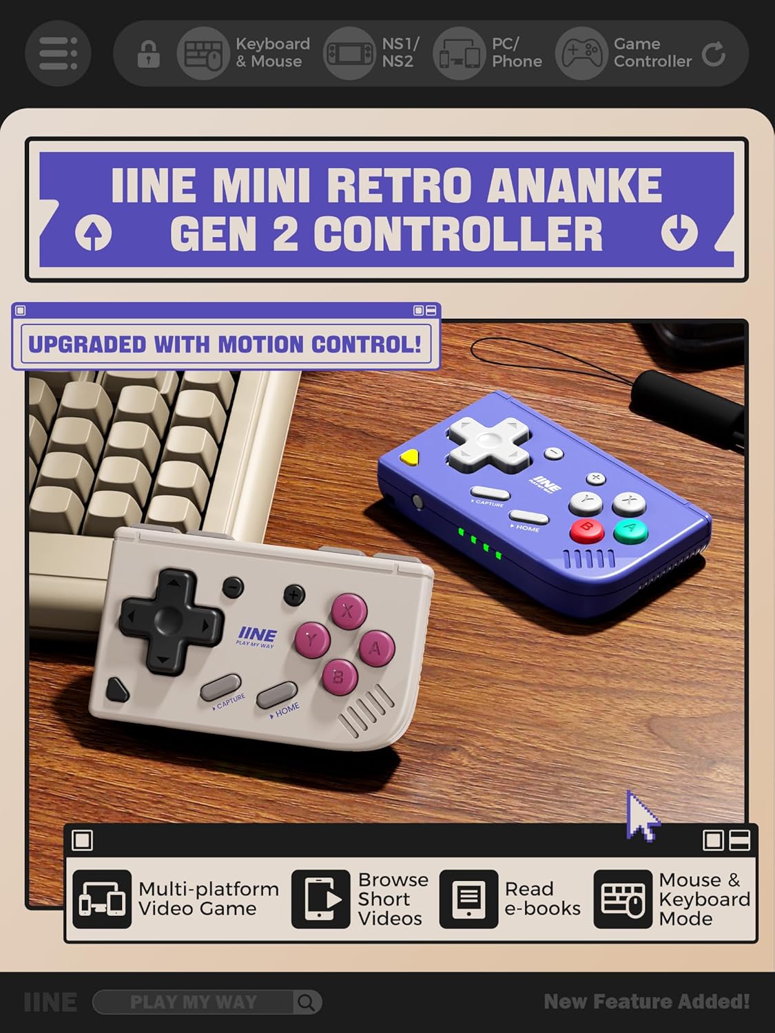 Retro Gaming Keychain - Mini Retro Oyun Kumandası, Anahtarlık Tasarımlı