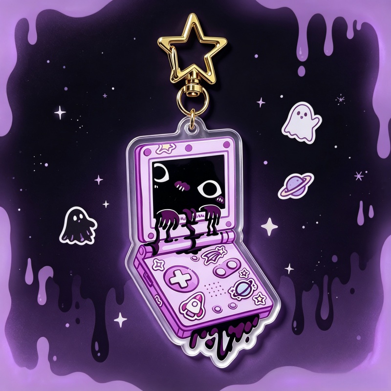 Retro Gaming Keychain - Ürpertici Oyun Konsolu Akrilik Anahtarlık Weirdcore