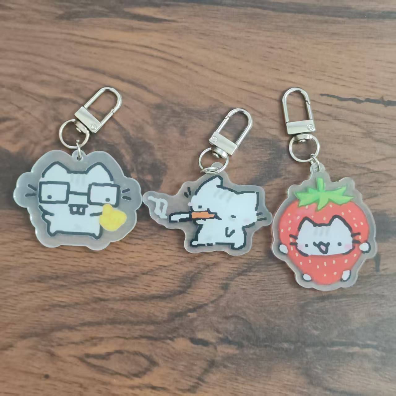 Retro Gaming Keychain - 2d Düz Pikselli Kedi Anahtarlık -