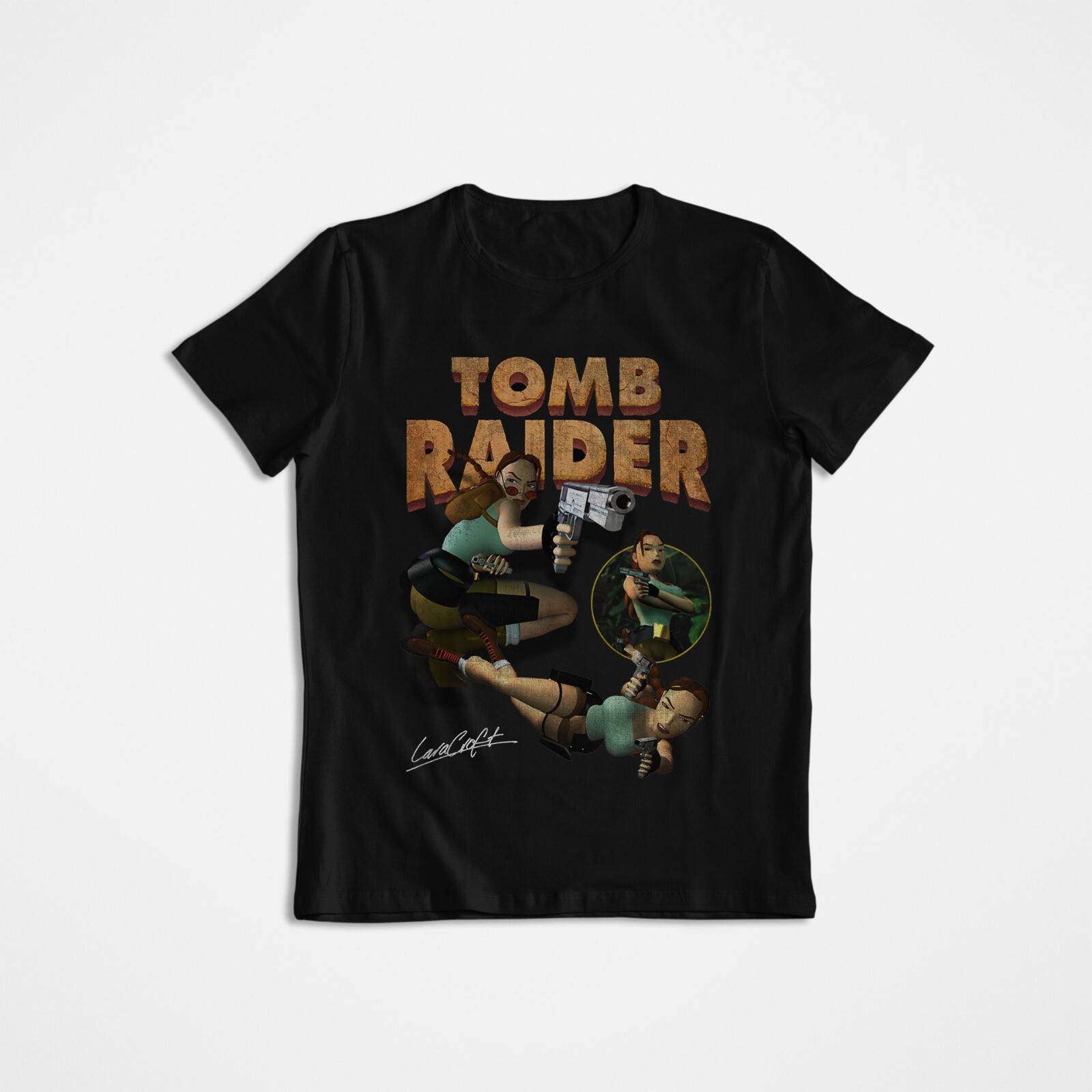 Retro Gaming T Shirt - Tomb Raider, Lara Croft, Grafikli Tişört,
