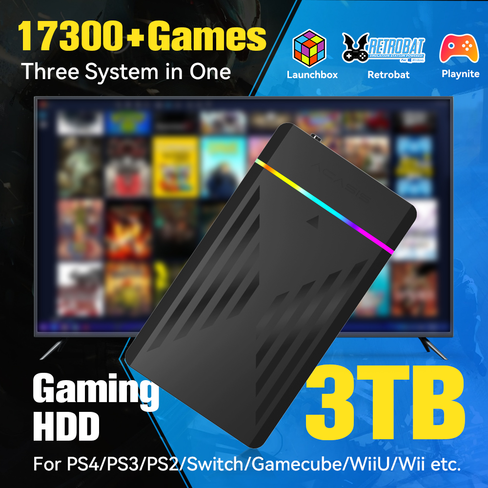 Retro Gaming Gadgets - 3 TB Taşınabilir Oyun HDD LaunchBox/Retrobat/Playnite
